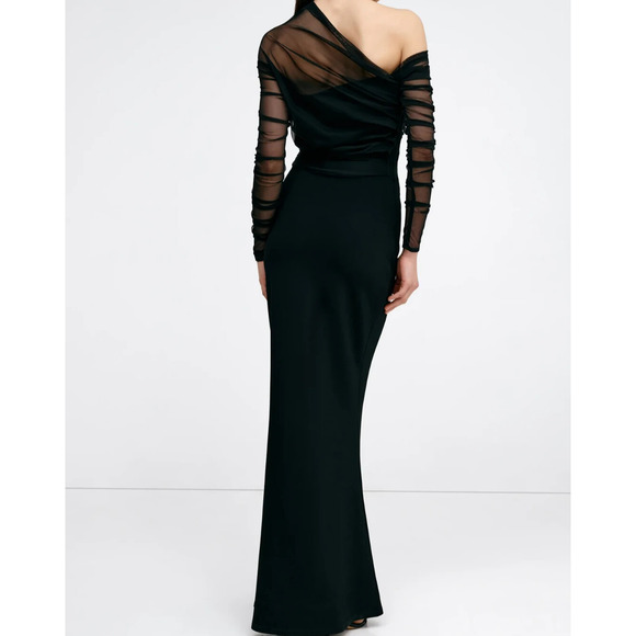 Marcella Monroe Mermaid Dress Size Small Black Stretch Mesh Evening Wedding - Picture 7 of 11